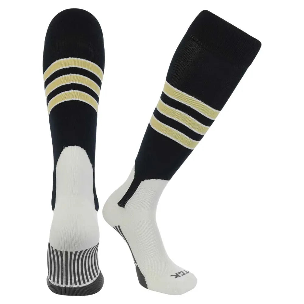 TCK Baseball Stirrup Socks with Stripes - Pack of 3 Black Color 