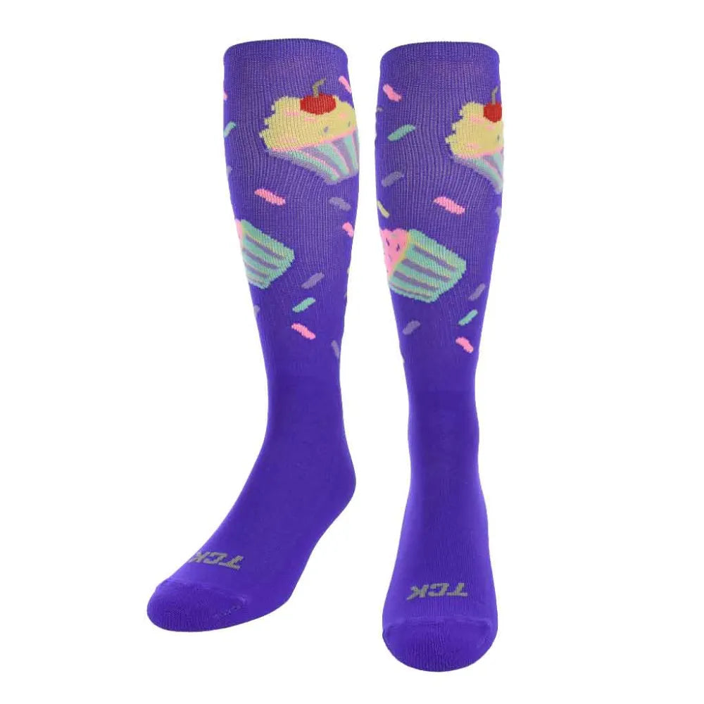 TCK Cupcake Athletic Knee High Socks - Pack of 3 Purple Color