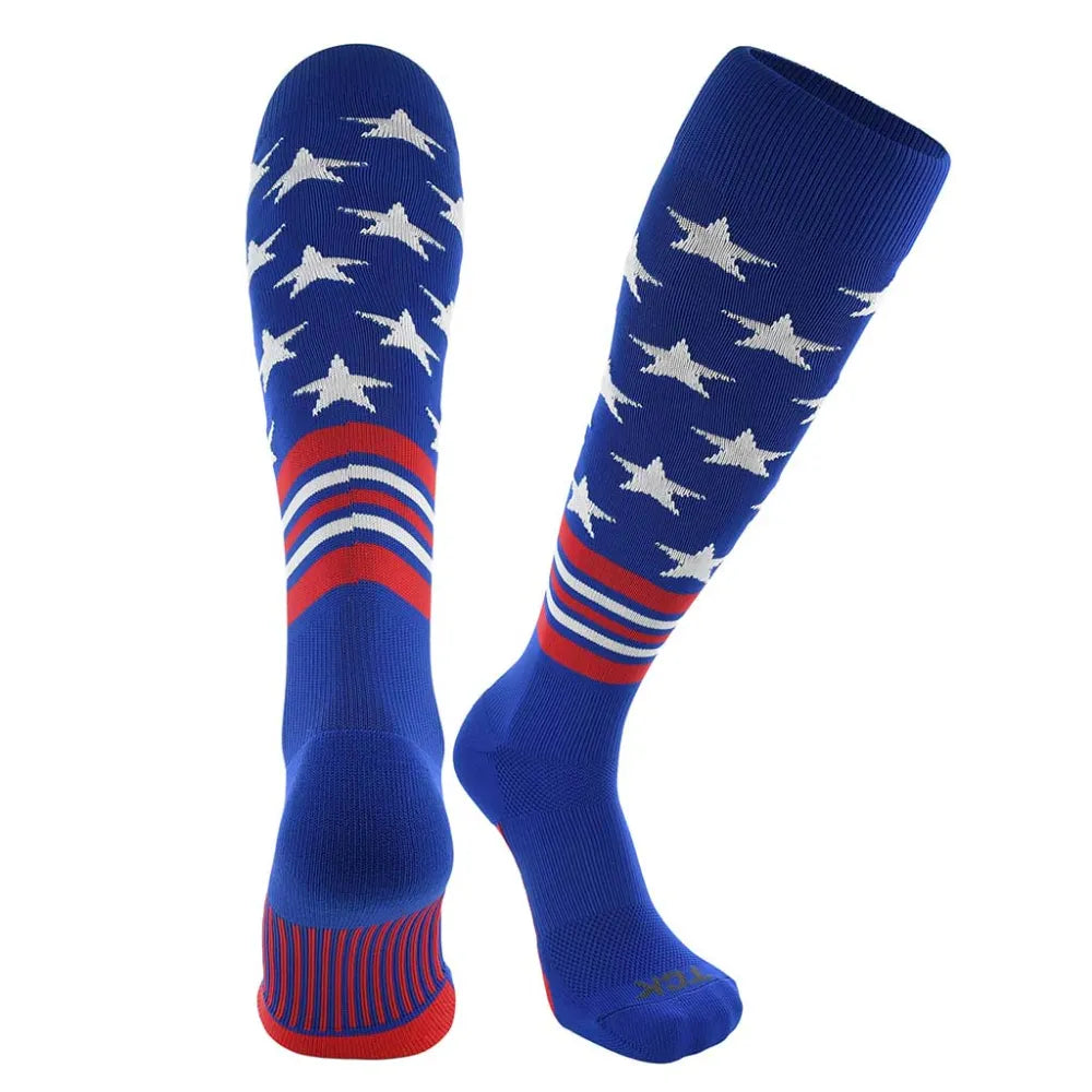 TCK Freedom Dugout USA Made Stars & Stripes OTC Socks - Pack of 3 Blue Color