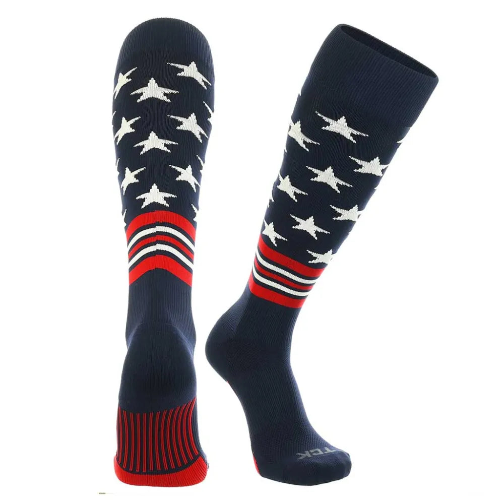 TCK Freedom Dugout USA Made Stars & Stripes OTC Socks - Pack of 3 Navy Color