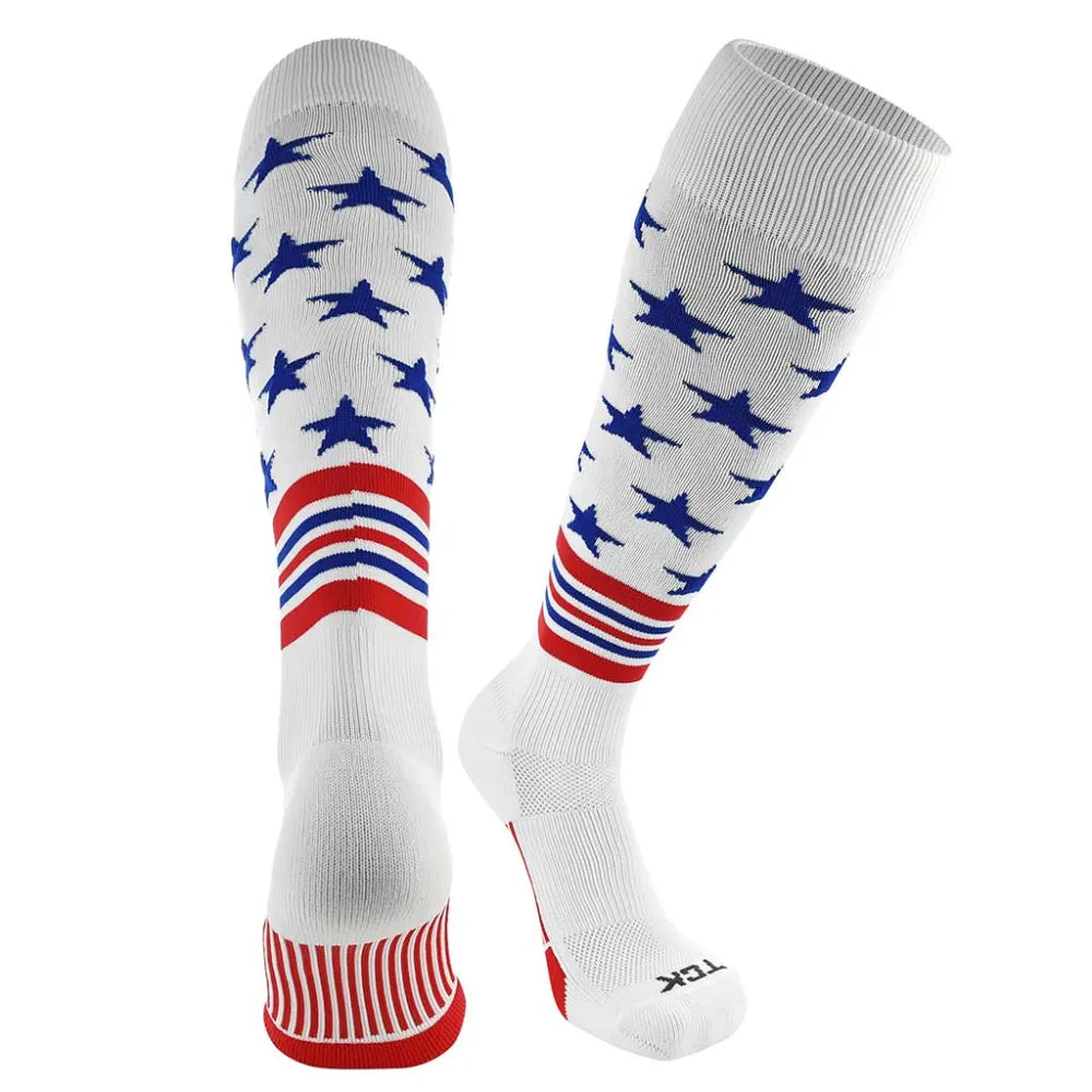 TCK Freedom Dugout USA Made Stars & Stripes OTC Socks - Pack of 3 White Color