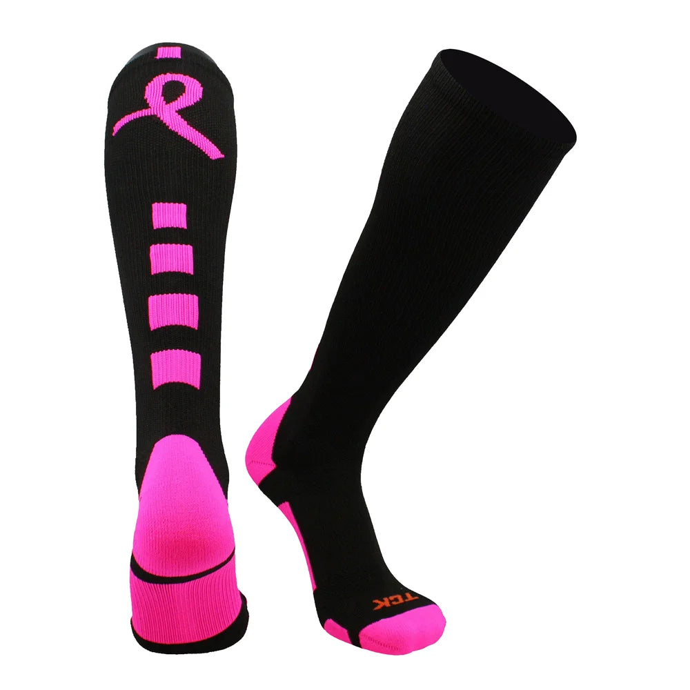 TCK Long Pink Breast Cancer Awareness Socks - Pack of 3