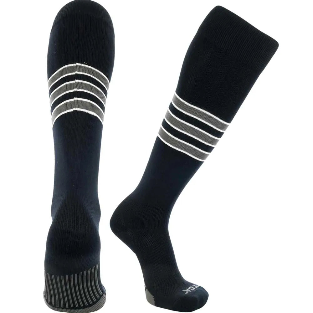 TCK Made in USA Dugout Series Accent Trim Striped Baseball Socks - Pack of 3