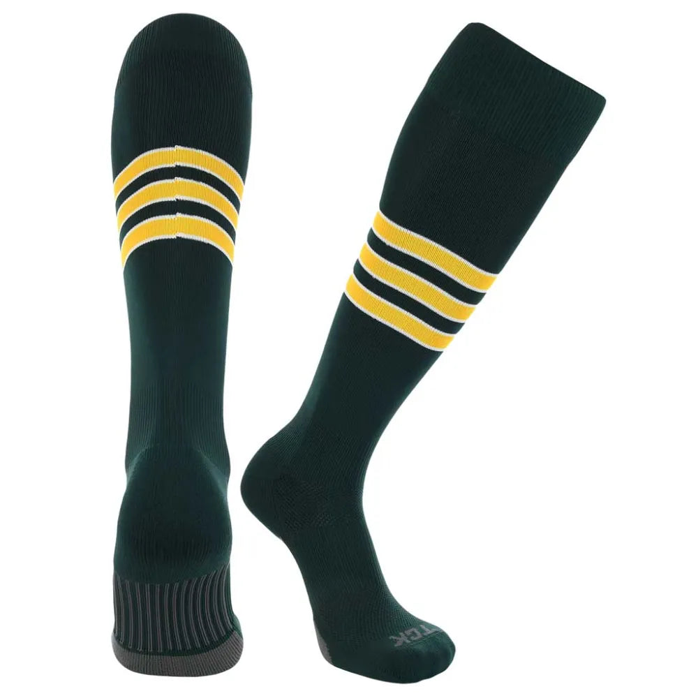 TCK Made in USA Dugout Series Accent Trim Striped Baseball Socks - Pack of 3