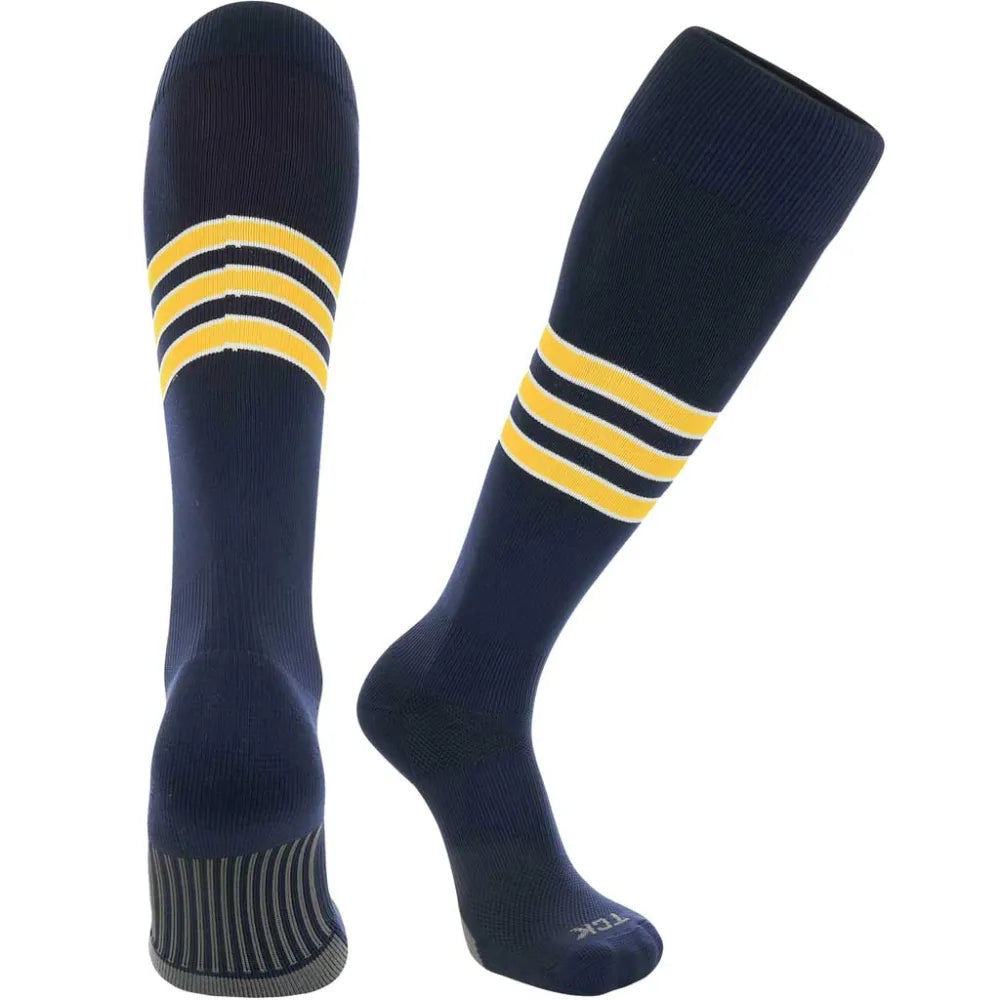 TCK Made in USA Dugout Series Accent Trim Striped Baseball Socks - Pack of 3