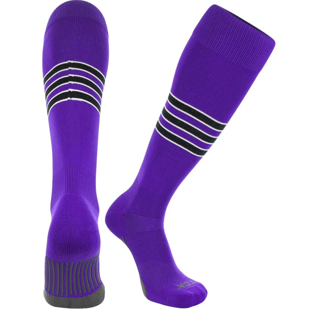 TCK Made in USA Dugout Series Accent Trim Striped Baseball Socks - Pack of 3