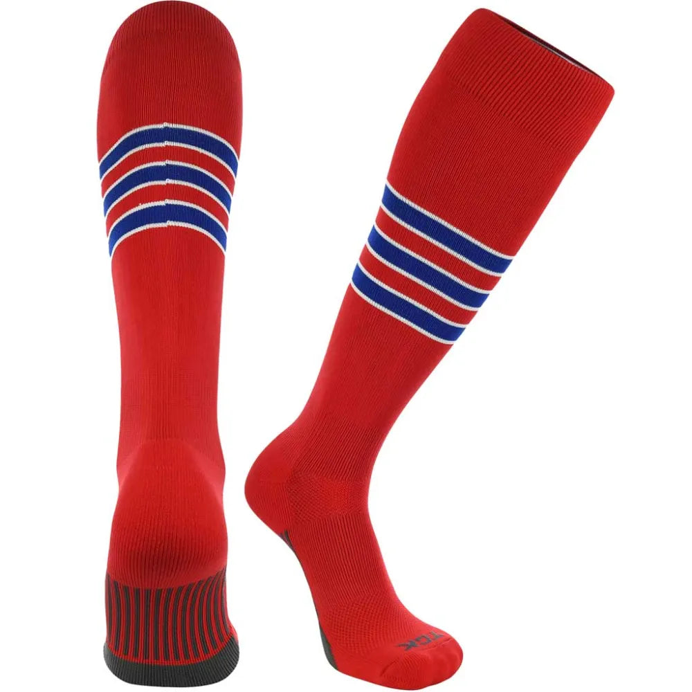 TCK Made in USA Dugout Series Accent Trim Striped Baseball Socks - Pack of 3