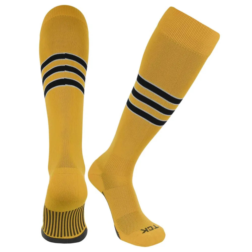 TCK Made in USA Dugout Series Accent Trim Striped Baseball Socks - Pack of 3
