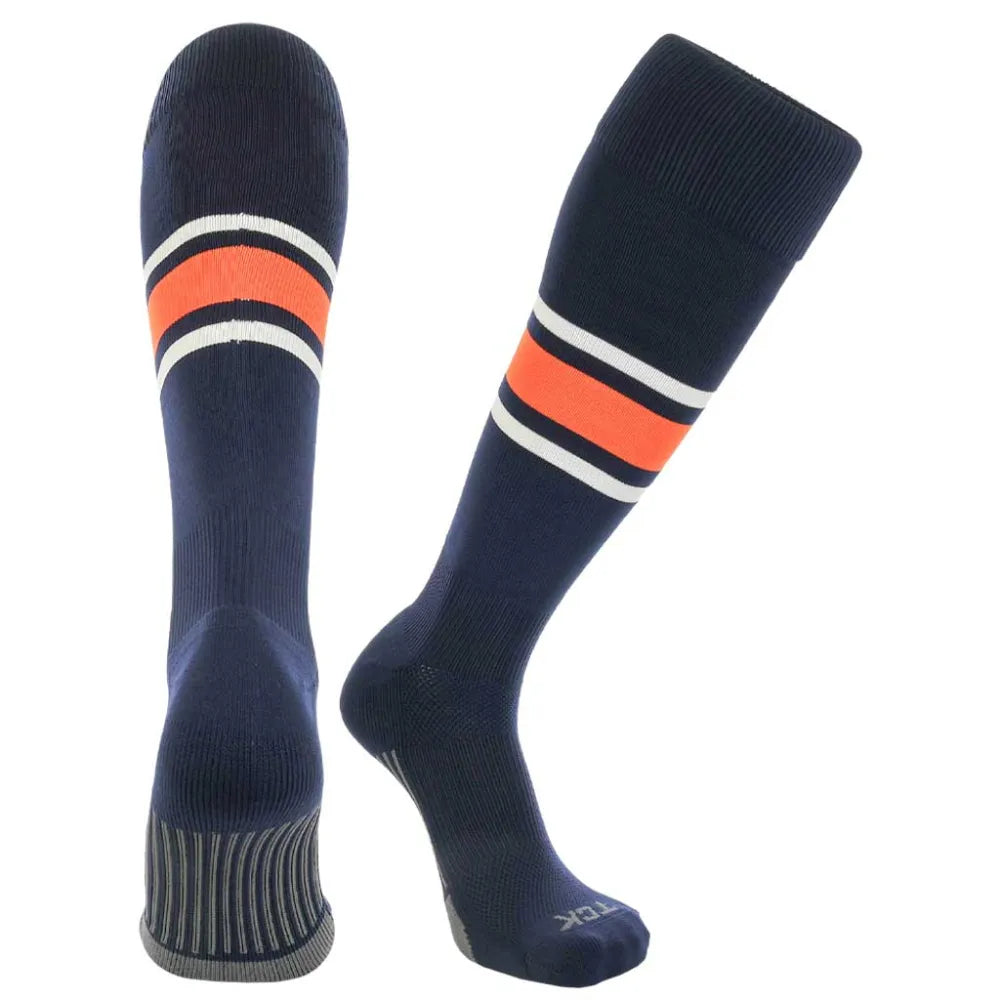 TCK Made in USA Dugout Series Bold Center Stripe Baseball Socks - Pack of 3 Navy Color