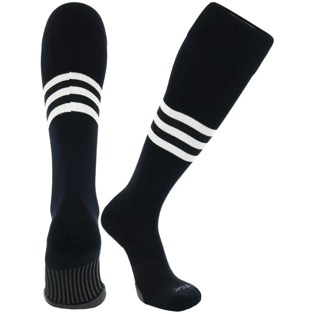 TCK Made in USA Dugout Series Classic 3-Stripe Baseball Socks - Pack of 3 Black Color