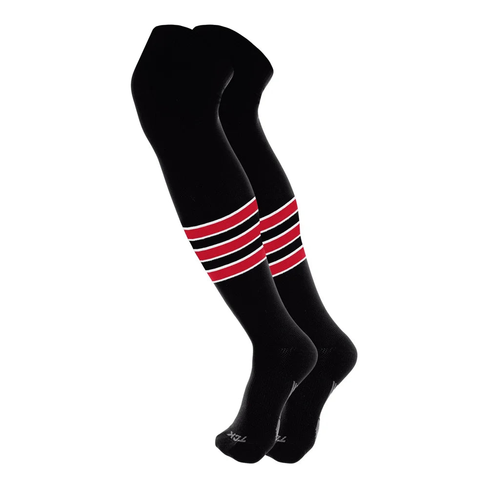 TCK Over the Knee Baseball Socks Pattern D - Pack of 3 Black Color