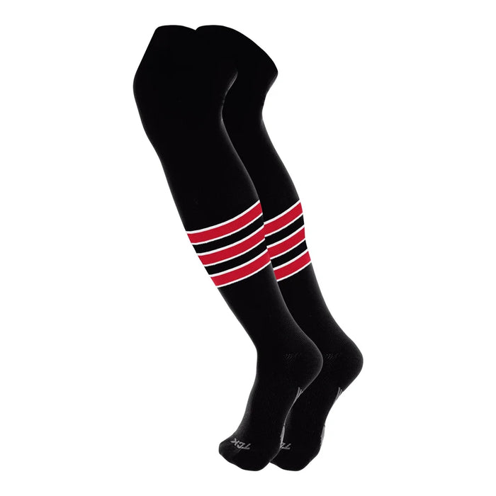 TCK Over the Knee Baseball Socks Pattern D - Pack of 3 Black Color
