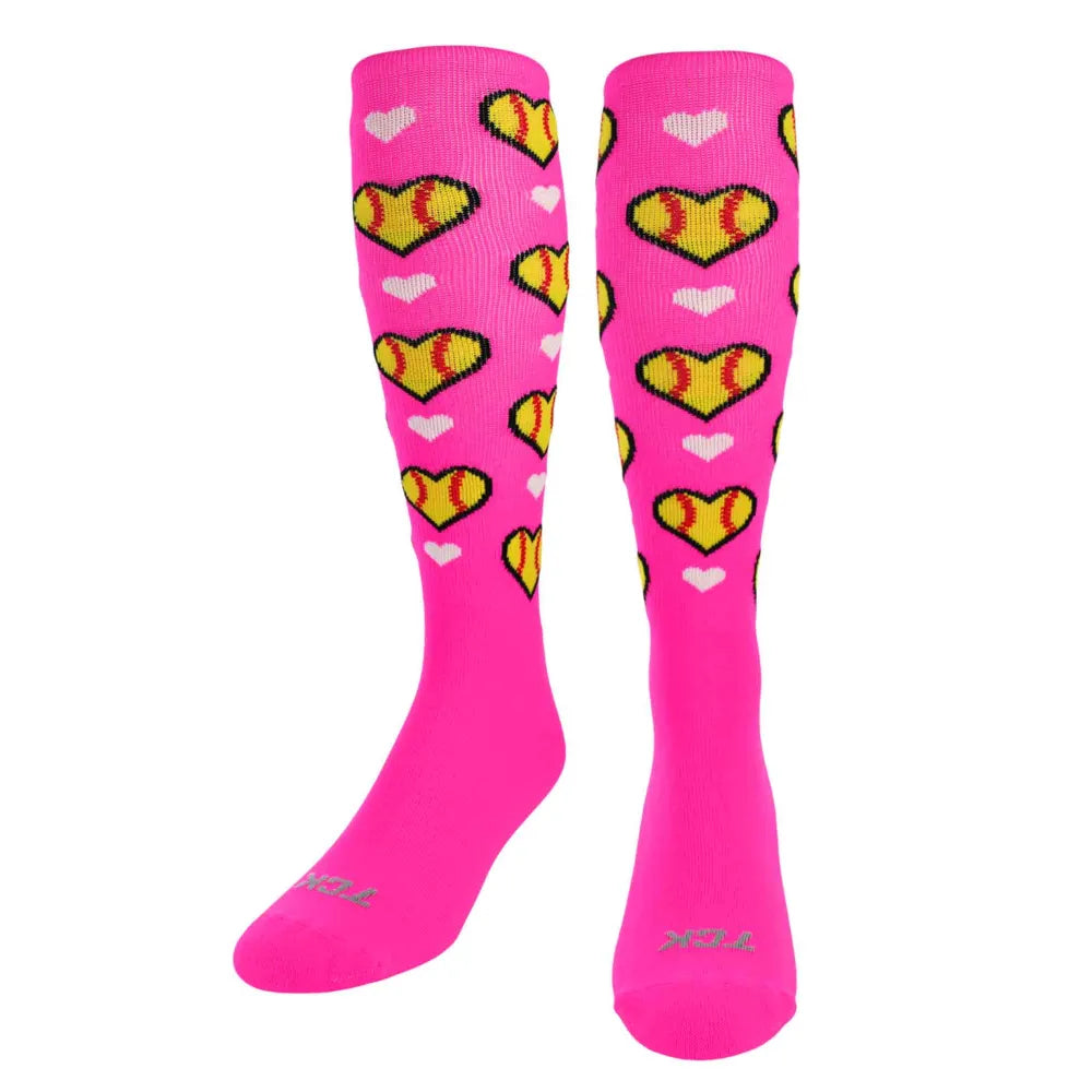 TCK Softball Hearts Athletic Knee High Socks - Pack of 3
