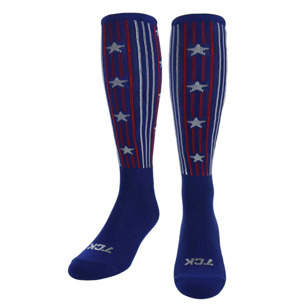 TCK Stars & Stripes Athletic Knee High Socks - Pack of 3 Blue Color