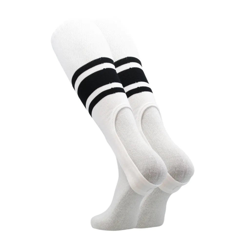 TCK White Stirrups for Softball and Baseball with Stripes - Pack of 3