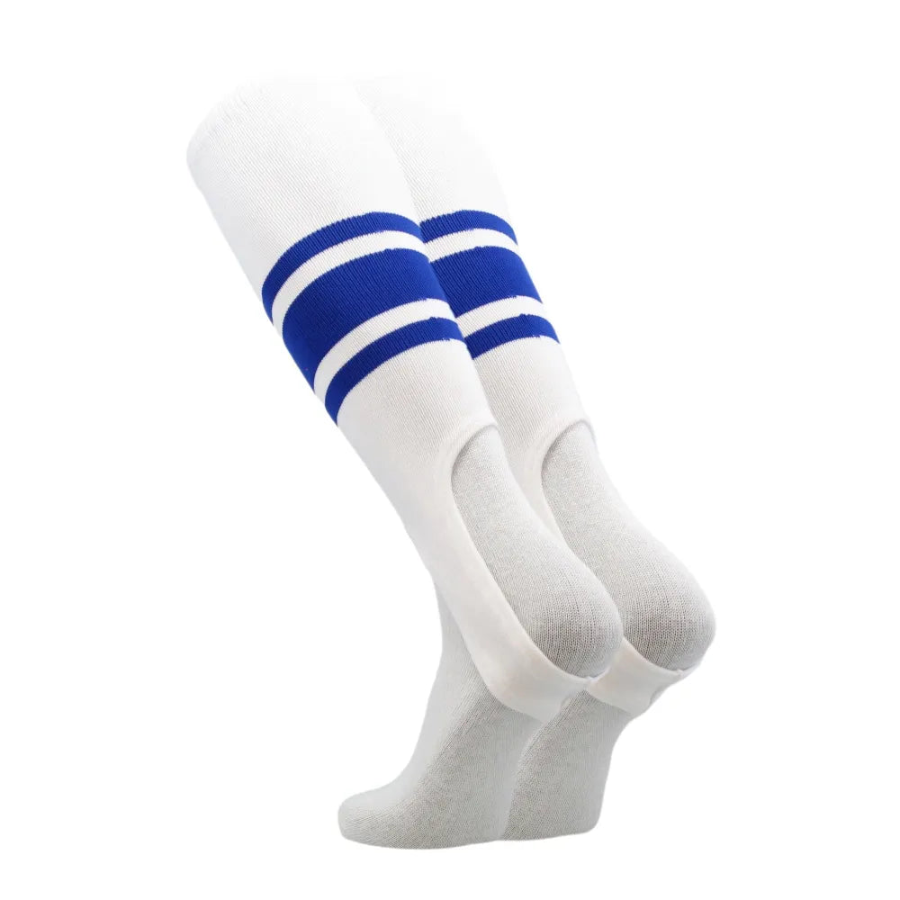 TCK White Stirrups for Softball and Baseball with Stripes - Pack of 3 Blue  Color