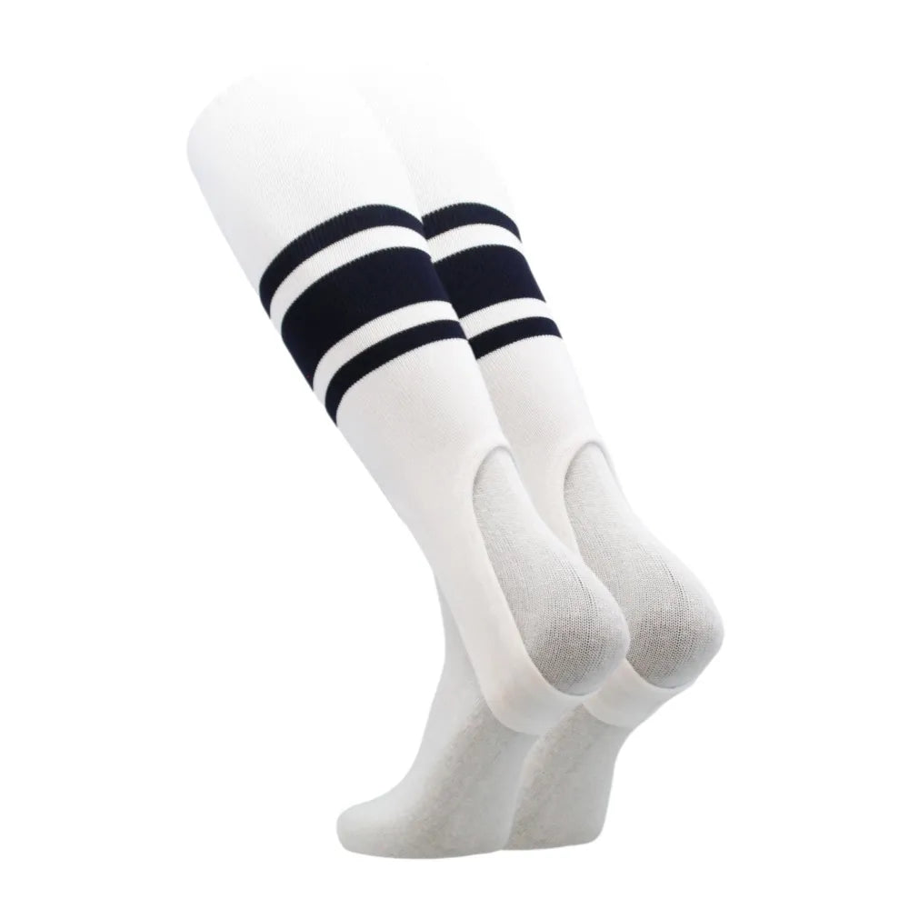 TCK White Stirrups for Softball and Baseball with Stripes - Pack of 3