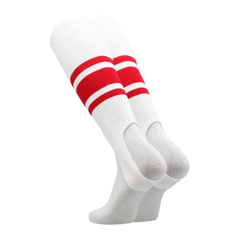 TCK White Stirrups for Softball and Baseball with Stripes - Pack of 3