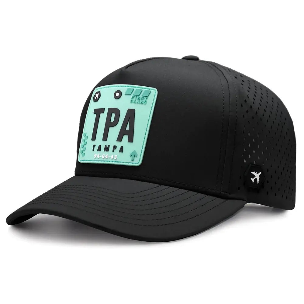 Tampa Performance Cap Black color 3Quarter front view