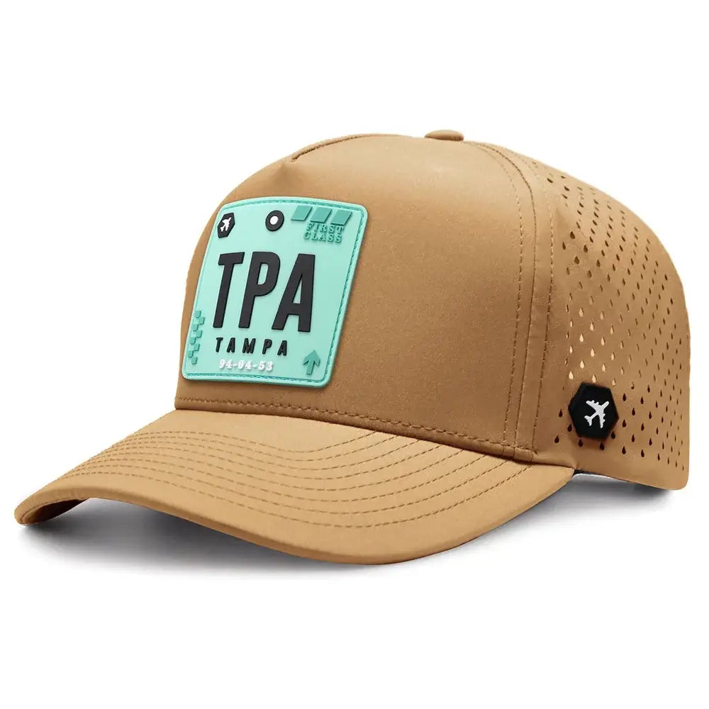 Tampa Performance Cap Camel color 3Quarter front view