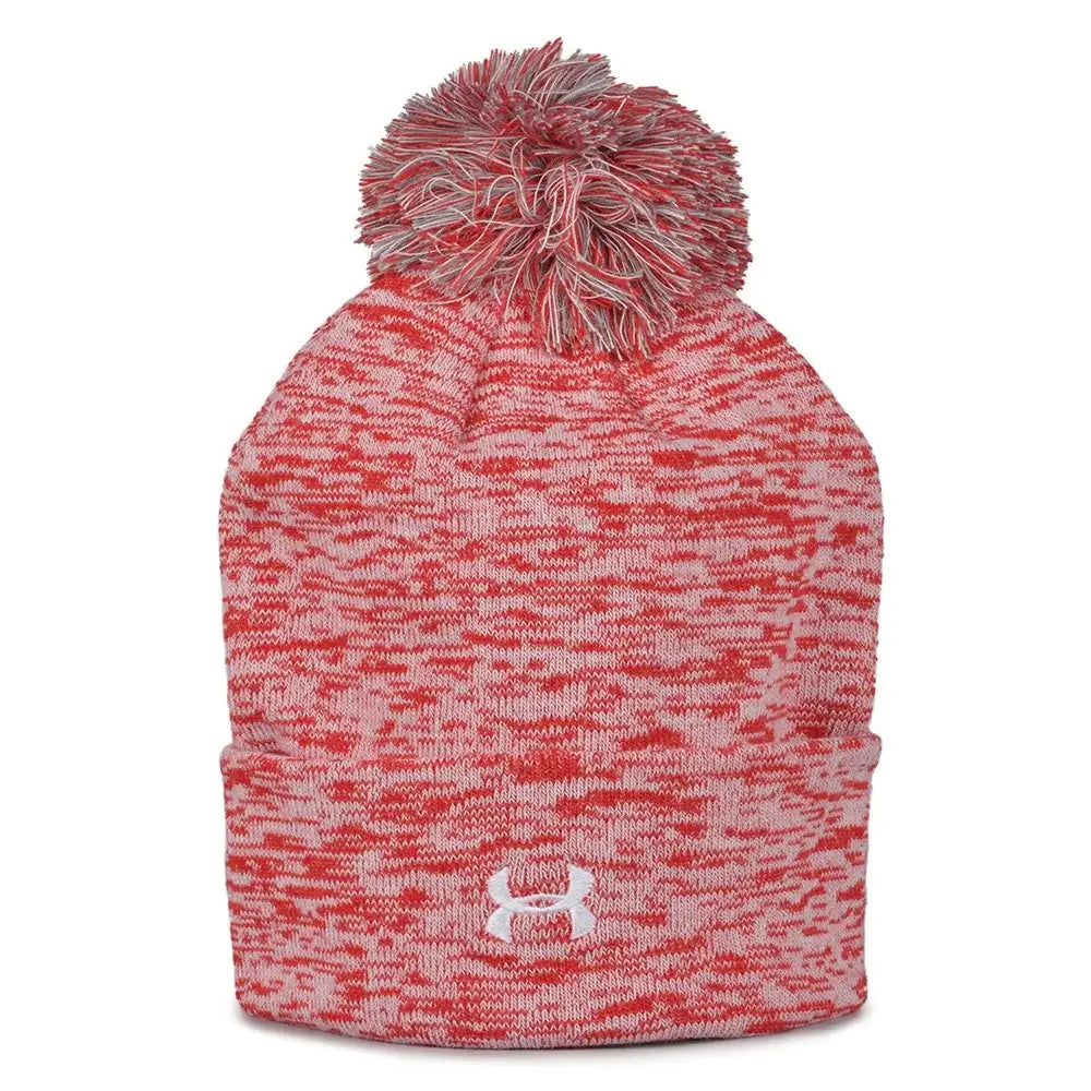 UAB432 Rollup Heather Knit Beanie Red Color.