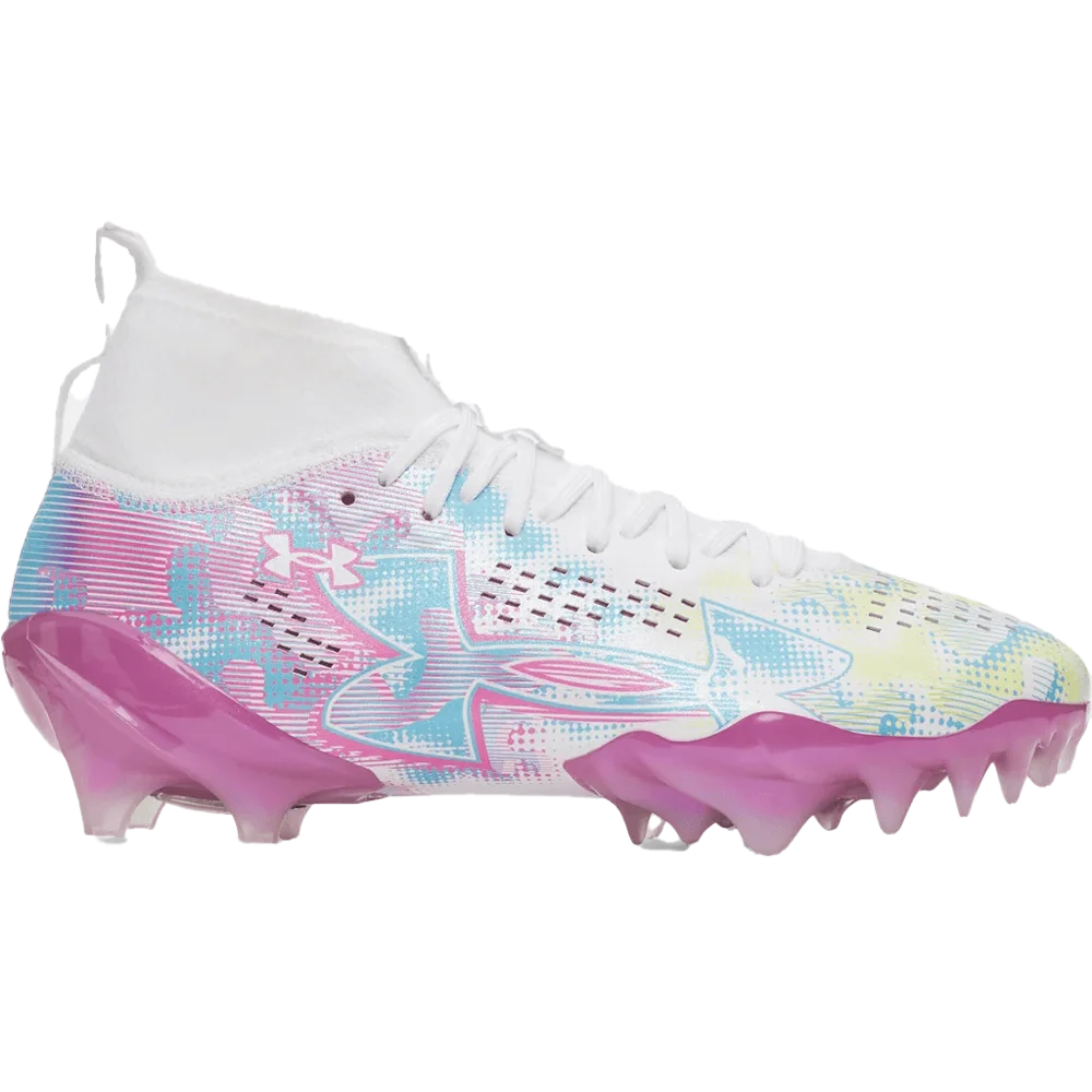 UA Blur Pro High Lax Unisex Lacrosse Cleats White Color