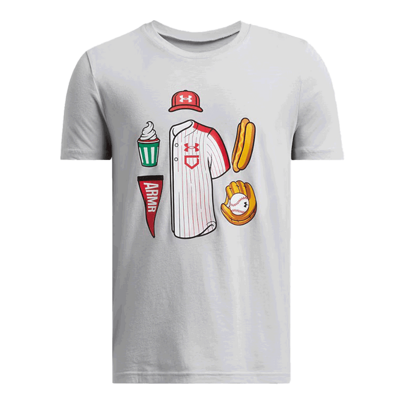 Camiseta de manga corta ilustrada de béisbol para niño de la UA Youth.