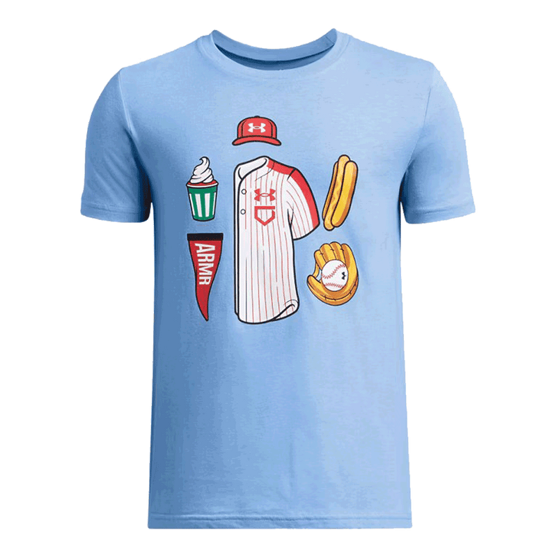 Camiseta de manga corta ilustrada de béisbol para niño de la UA Youth.