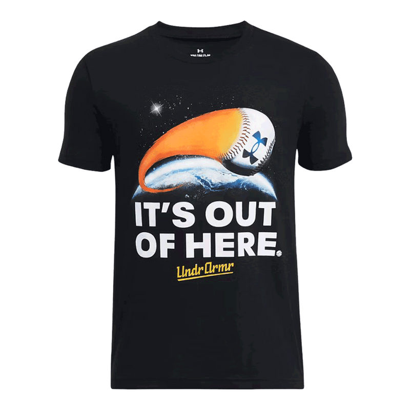 Camiseta de béisbol de manga corta UA para niños de UA Out Of Here 