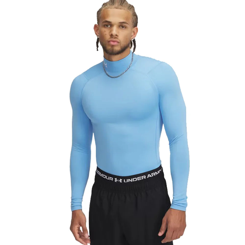 UA Men's ColdGear® Armour Compression Mock blue Color.