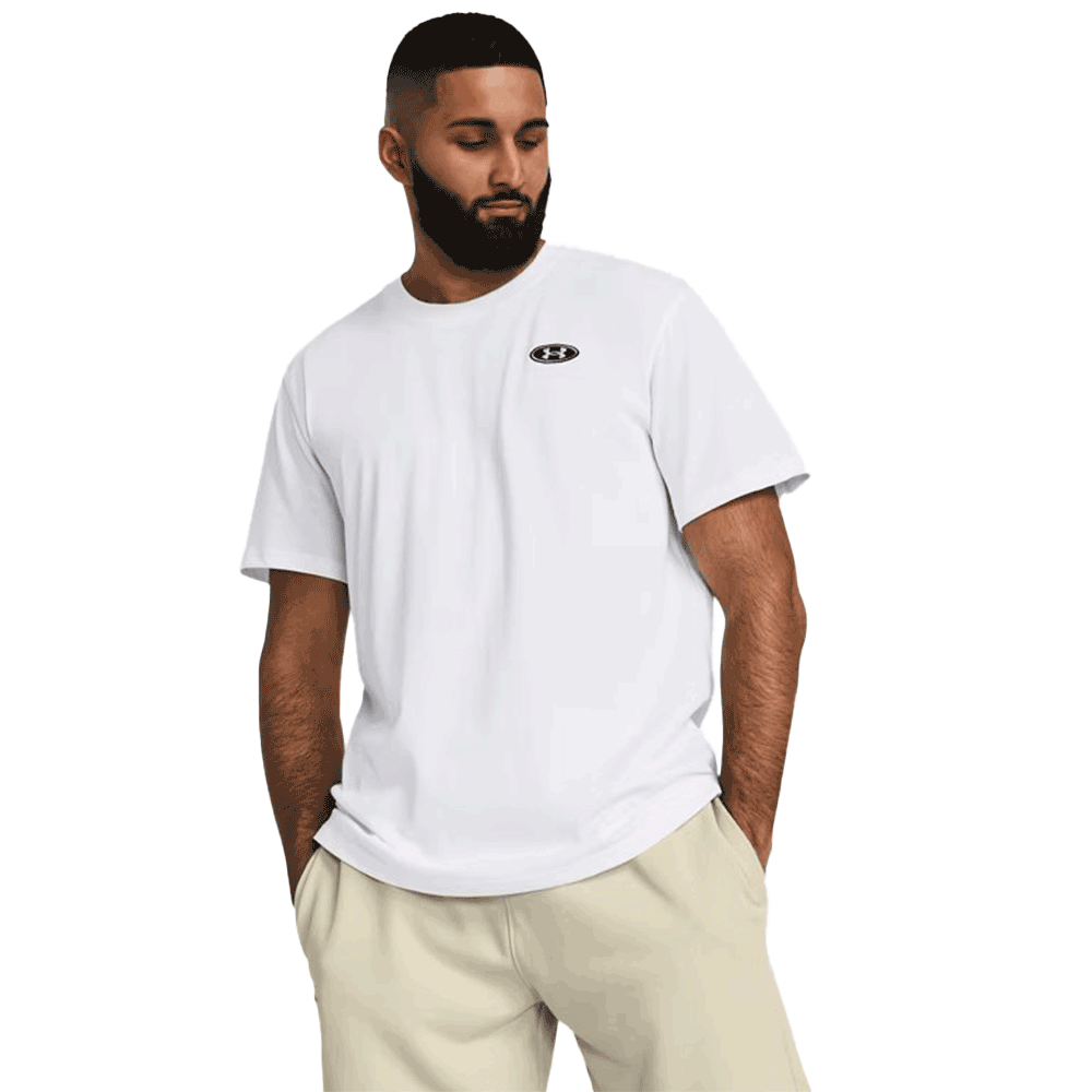 Camiseta de manga corta UA Heavyweight con parche en el pecho izquierdo para hombre 