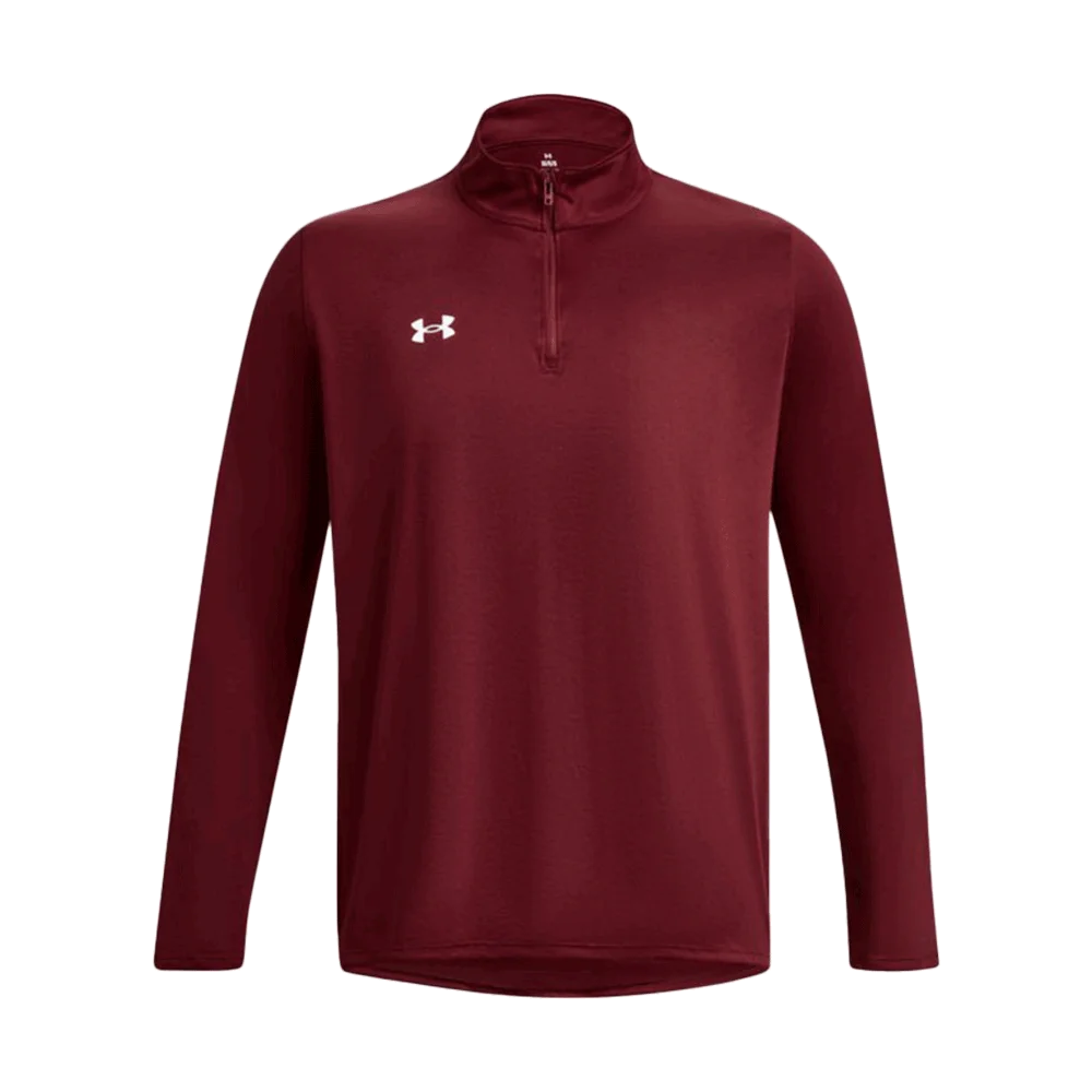 UA Men's Team Tech LS 1/4 Zip maroon Color
