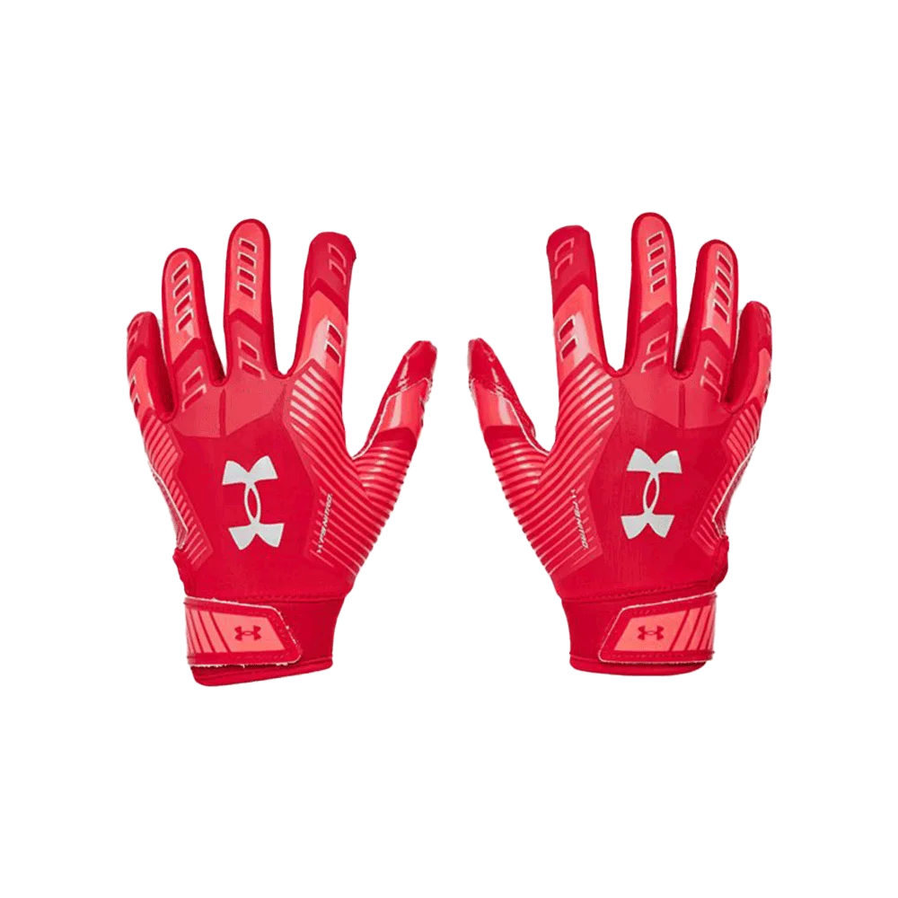 UA Boy's F9 Nitro Pee Wee Football Gloves Red Color