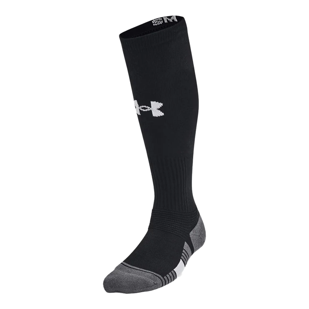 UA Kid's Team Over-The-Calf Socks Black/Grey  Color Front View
