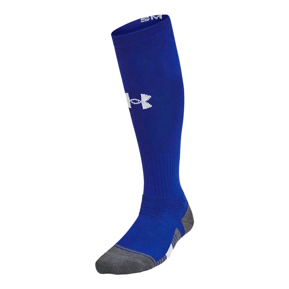UA Kid's Team Over-The-Calf Socks Blue/Grey Color Front View