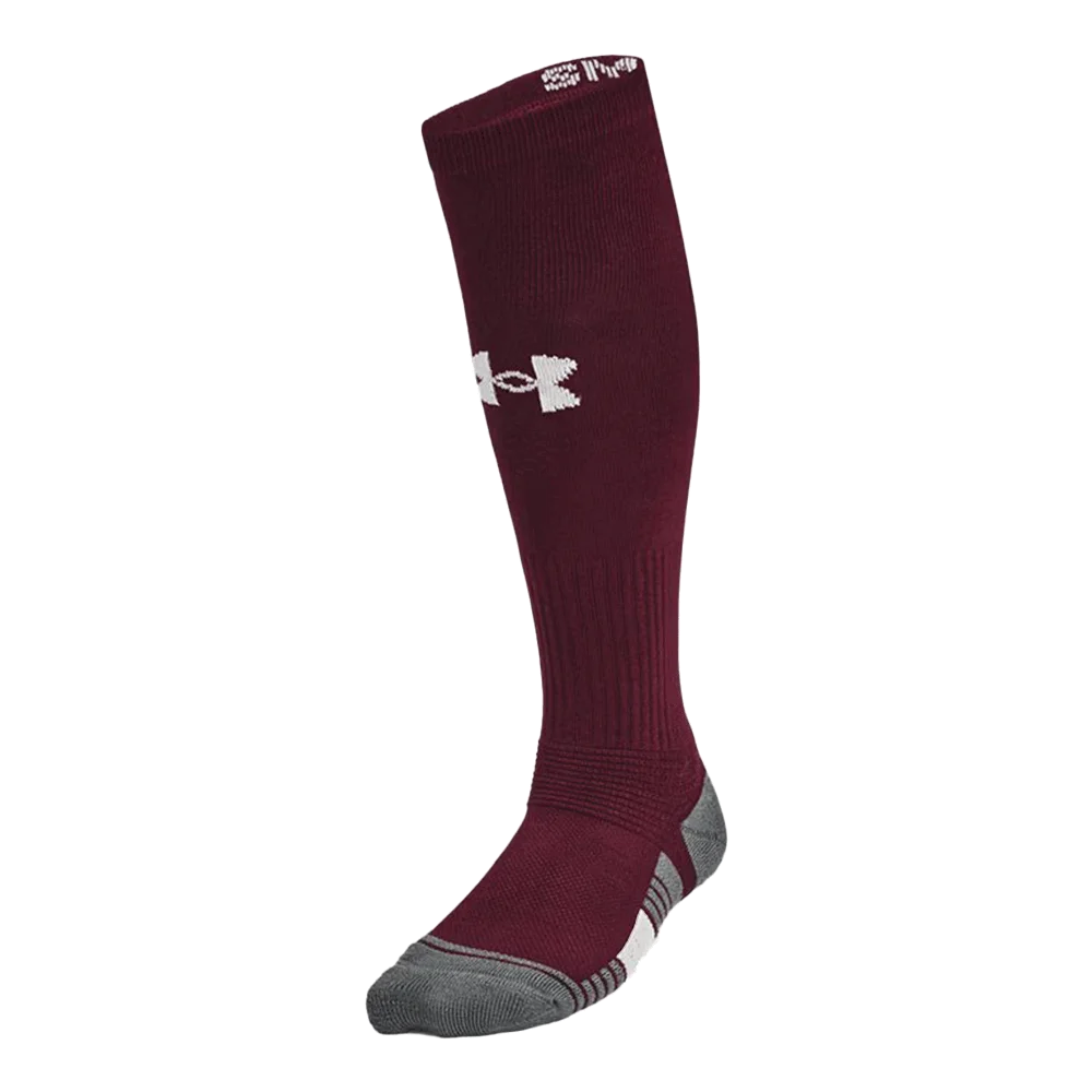 UA Kid's Team Over-The-Calf Socks Maroon Color Front View