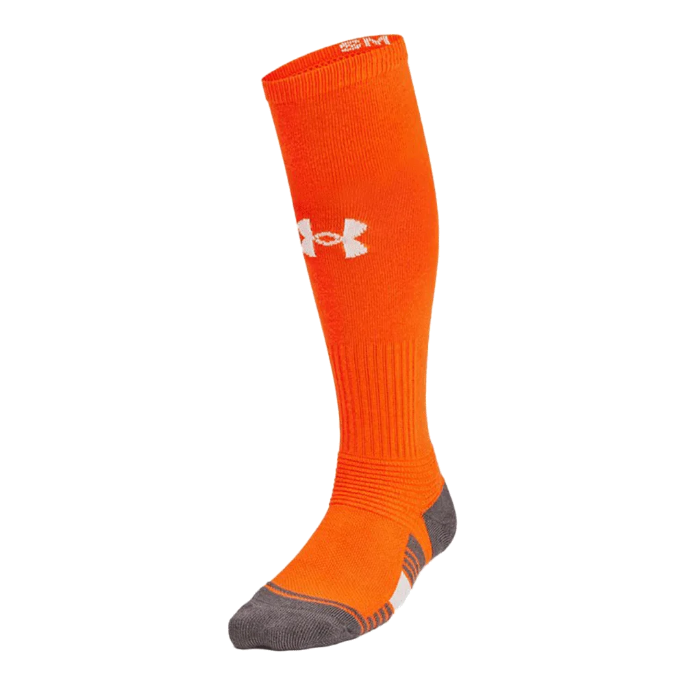 UA Kid's Team Over-The-Calf Socks Orange Color Front View