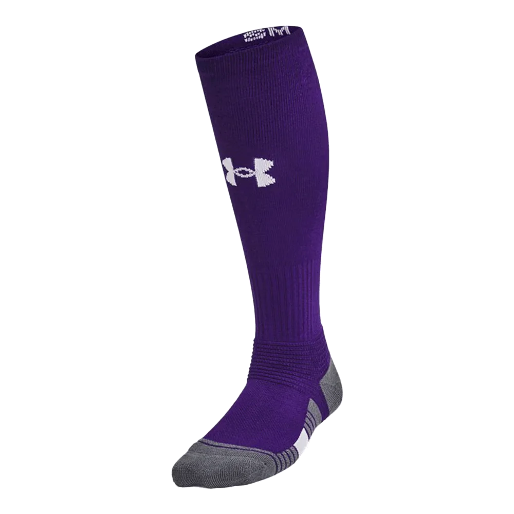 UA Kid's Team Over-The-Calf Socks Purple Color Front View