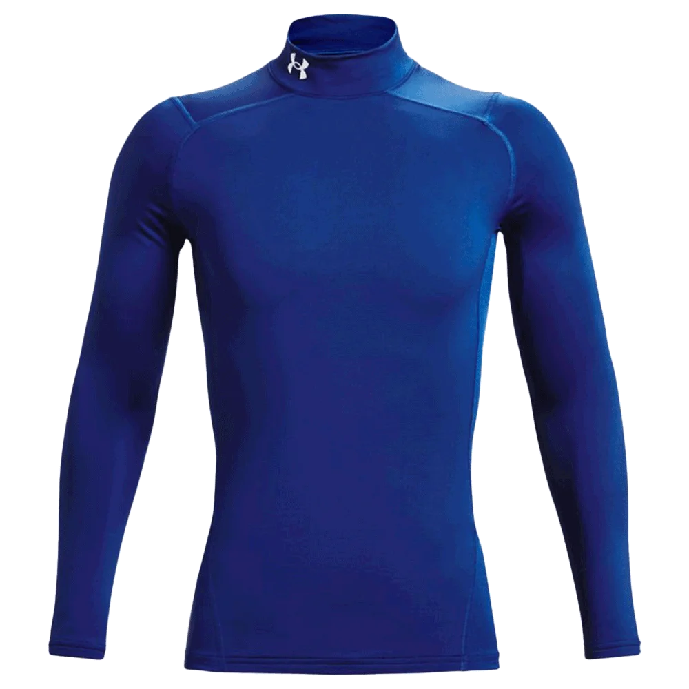 UA Men's ColdGear® Armour Compression Mock Blue Color.