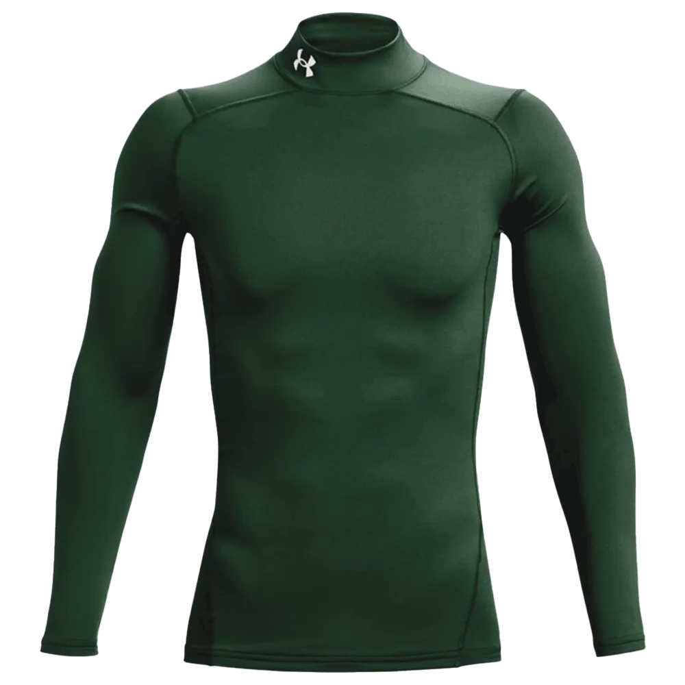 UA Men's ColdGear® Armour Compression Mock Green Color.