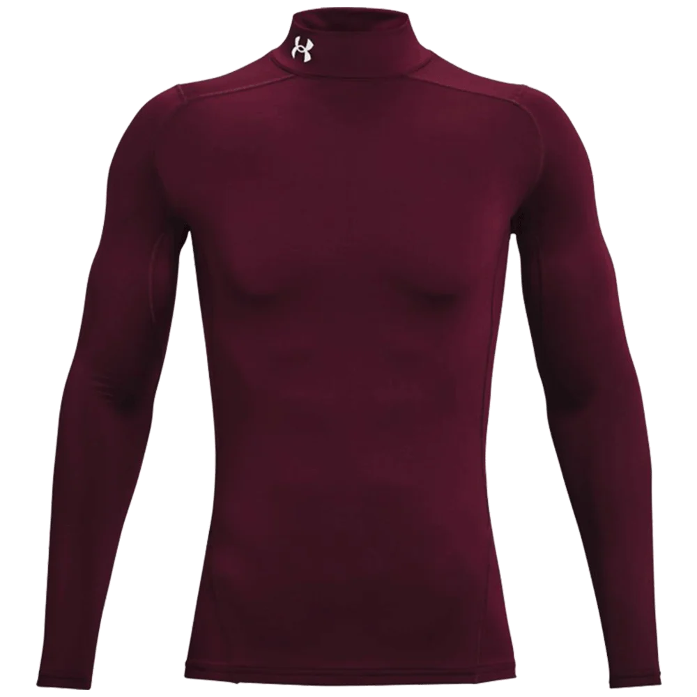UA Men's ColdGear® Armour Compression Mock Maroon Color.