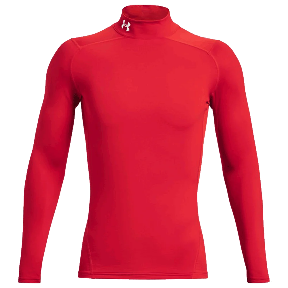 UA Men's ColdGear® Armour Compression Mock Red Color.