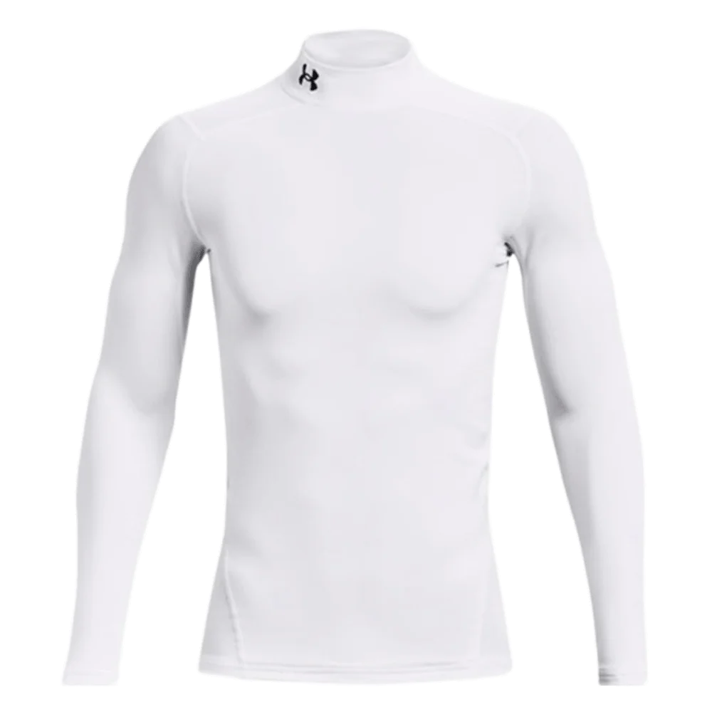 UA Men's ColdGear® Armour Compression Mock White Color.