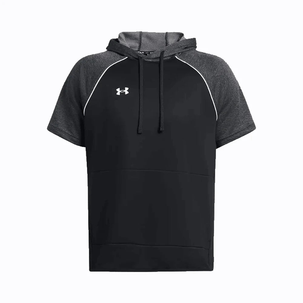 UA Men's Command Warmup Short Sleeve Hood Black Color