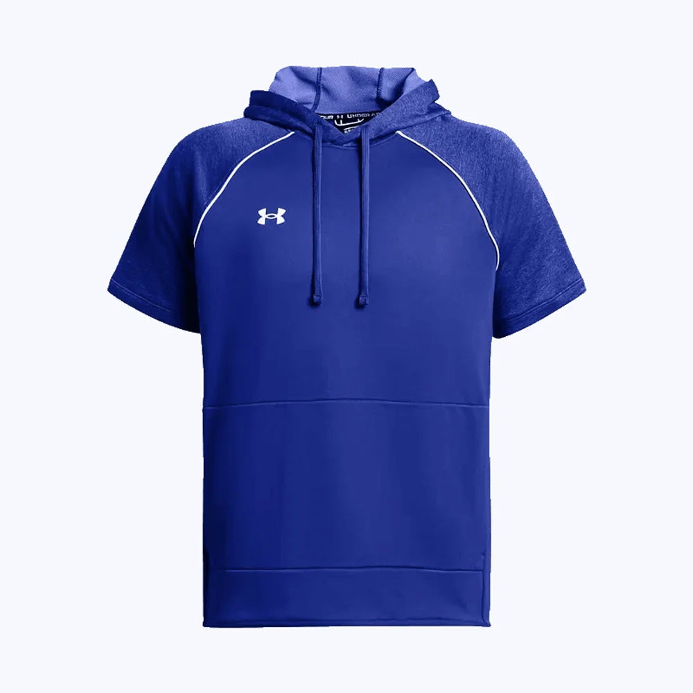UA Men's Command Warmup Short Sleeve Hood Blue Color