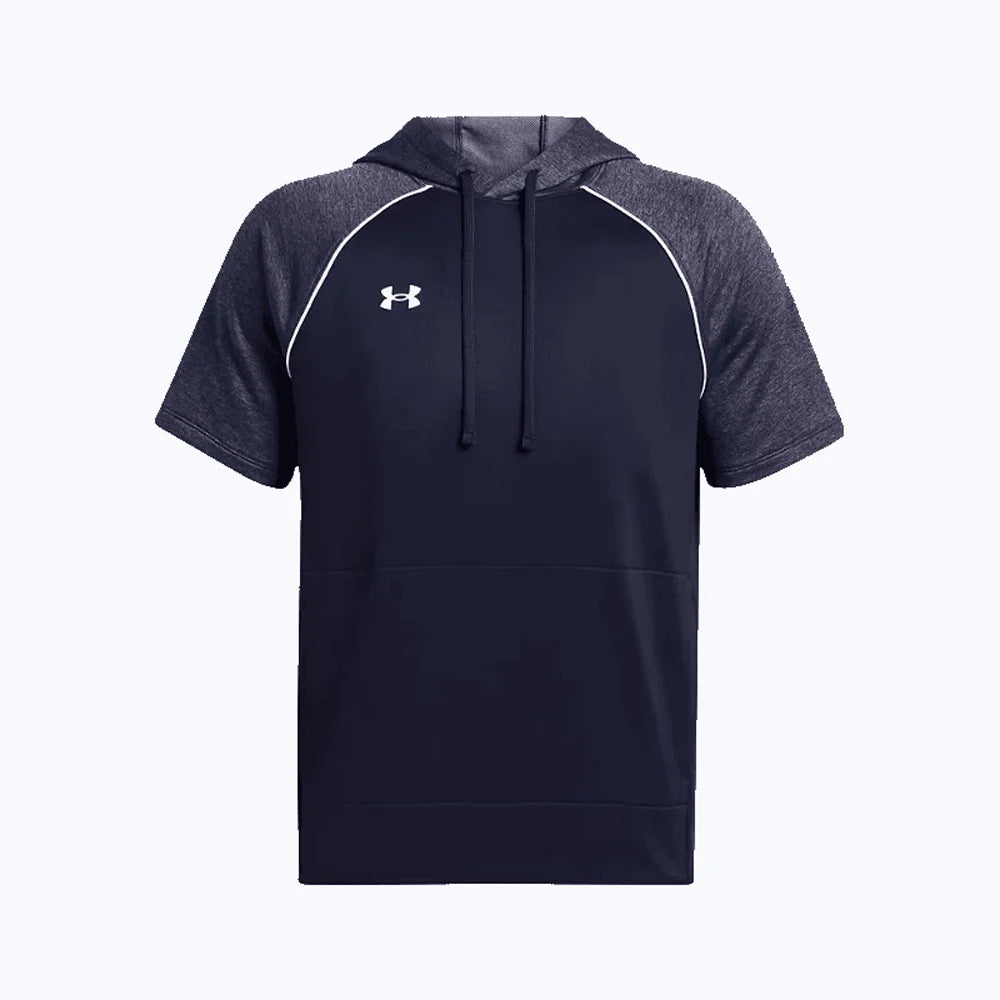 UA Men's Command Warmup Short Sleeve Hood Navy Color