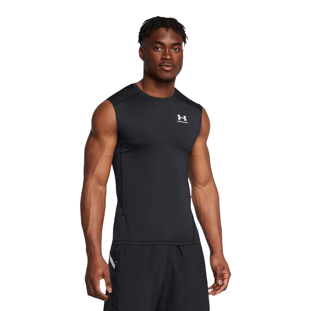UA Men's HeatGear Compression Sleeveless Black Color.