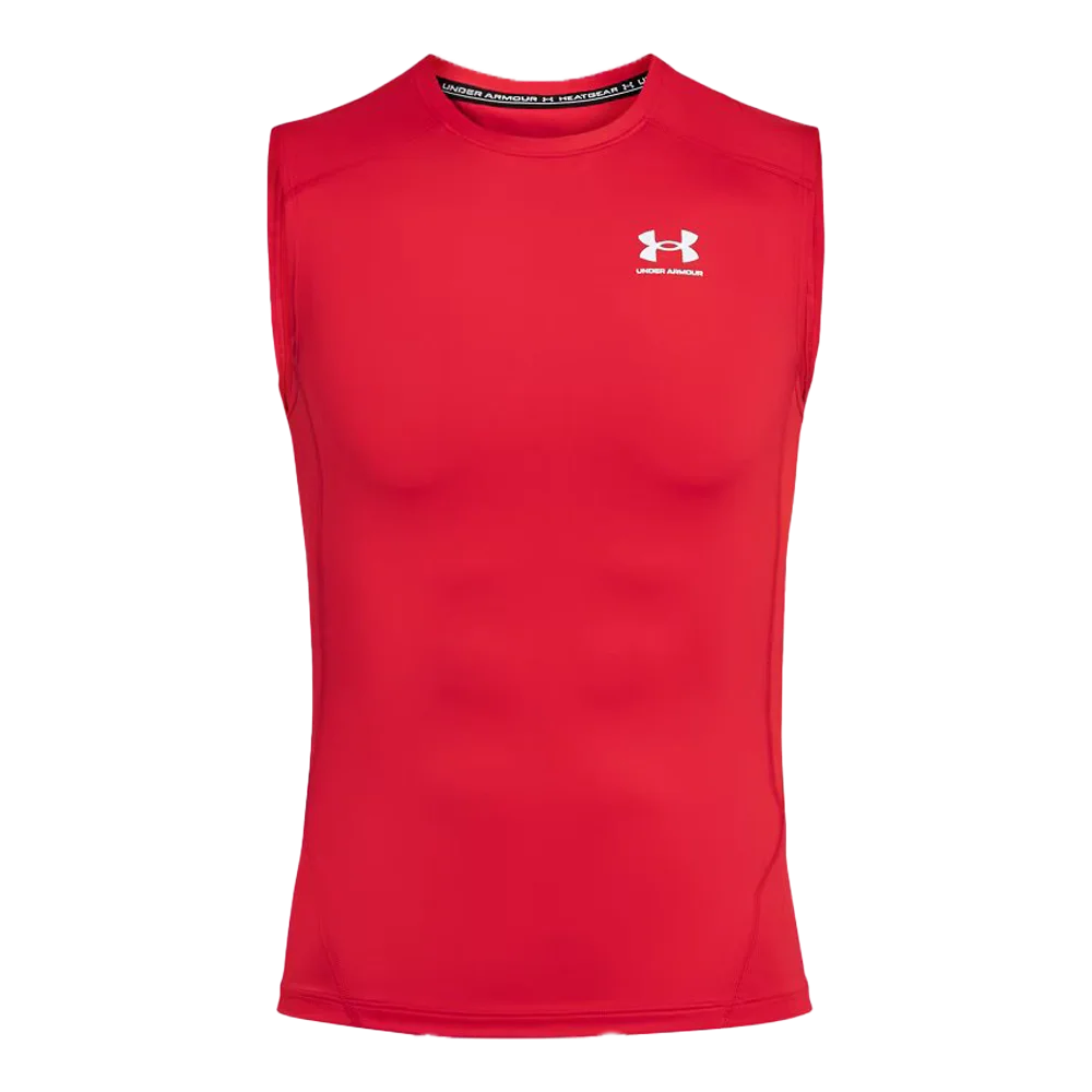 UA Men's HeatGear Compression Sleeveless Red Color