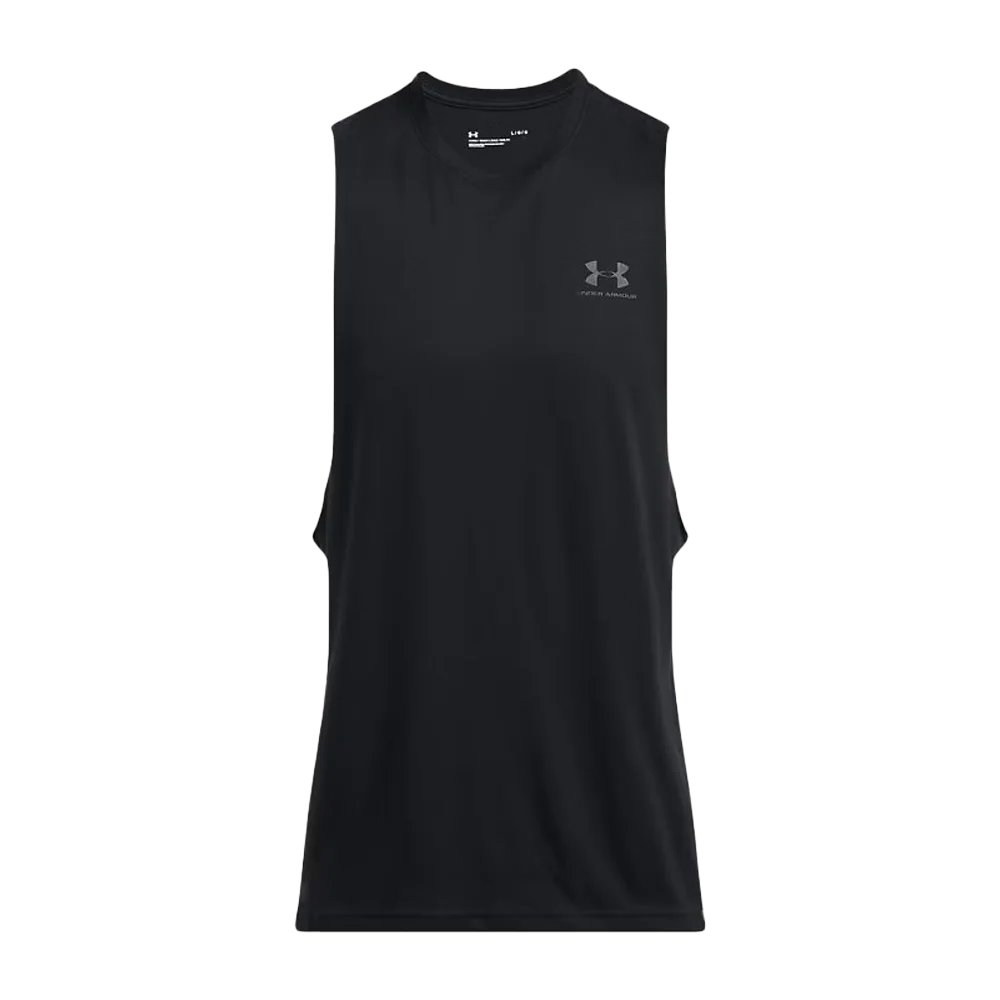 UA Men's Left Chest Cut-Off Tank Black Color