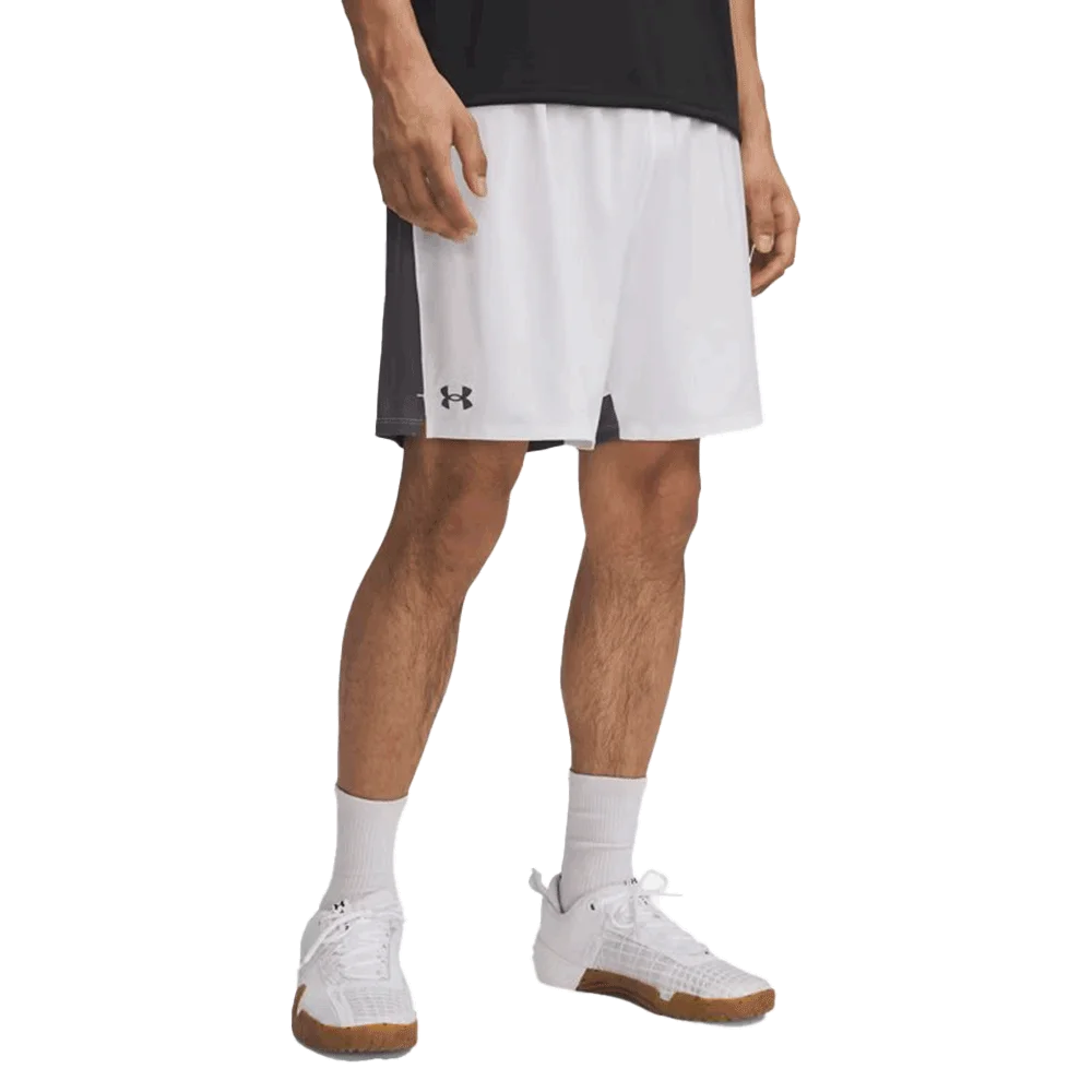 UA Men's Tech Vent Non-Pocketed 7" Shorts White Color
